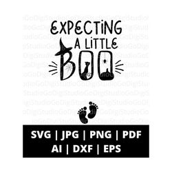 expecting a little boo svg png and cut files for cricut, halloween svg, halloween baby svg, halloween pregnancy announcement, little boo svg