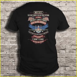 notice this shirt owner is an air force veteran i say merry christmas god bless america tee t-shirt