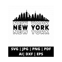 new york svg, new york silhouette, new york city svg,  nyc svg, ny svg, new york statue of liberty svg, cut files for crafters, wavy retro