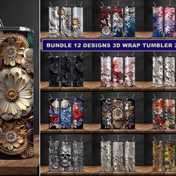 bundle 12  design 3d wrap tumbler 20oz, tumbler bundle design, sublimation tumbler bundle, 20oz skinny tumbler 16