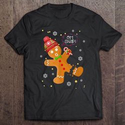 oh snap gingerbread snowflakes christmas v-neck t-shirt