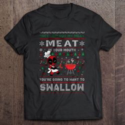 once you put my meat meat in your mouth deadpool christmas sweater tee shirt