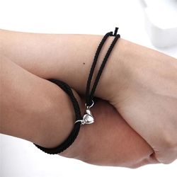 2pcs couple heart bracelet rope braided distance magnet attract friendship gift