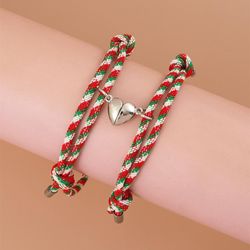 2pcs christmas couple magnet bracelet with santa claus attraction