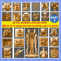 part 7,100 pcs 3d stl models collection, wall decor, stl file for cnc router engraver, carving machine, relief, artcam
