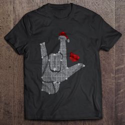 rock on hand sign rock n roll hard rock heavy christmas v-neck t-shirt