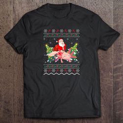 Santa Riding Axolotl Christmas TShirt Gift