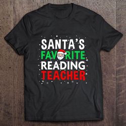 santas favorite reading teacher christmas shirt