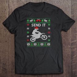 send it dirt bike riding santa motocross christmas tshirt