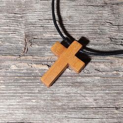 hand carved religious wooden cross necklace, willow wood cross necklace for men and women, 9th anniversary willow wood