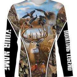 hunting legend deer pheasant duck hunting custom name 3d all over print shirts &8211 personalized hunting gifts ttn06