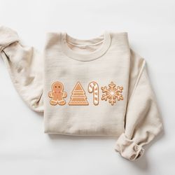 retro gingerbread cookies sweatshirt, womens christmas sweatshirt, merry christmas, cute christmas cookies sweatshirt, h