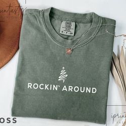 rockin' around the christmas tree sweatshirt, christmas tree sweatshirt, christmas party outfit, retro xmas sweater , ip