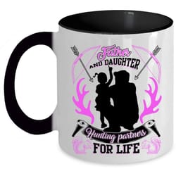 hunting partners for life coffee mug, father and daughter accent mug
