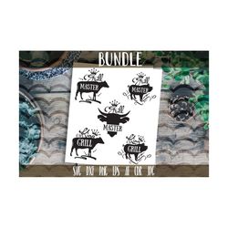 bbq svg bundle, summer svg bbq , 5 barbecue svg, grill party design cut files for cricut, dxf bundle cutting file, svg, eps, dxf