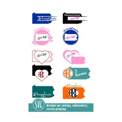 pennsylvania svg state monogram, pennsylvania cut file, monogram state vector, home, eps, svg, cdr, dxf, dwg, jpg, png clipart files