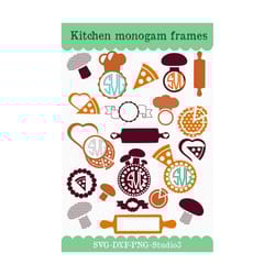 kitchen svg cut files, kitchen svg bundle, monogram frames for cut machines, culinary silhouette, svg bundle, cooking designs, silhouette