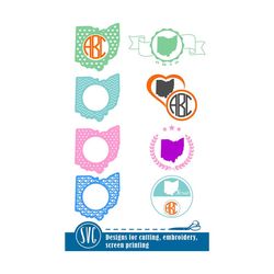 ohio svg state monogram, ohio monogram frames, monogram state vector, home, eps, svg, cdr, dxf, dwg, jpg, png, studio3. ohio clipart files
