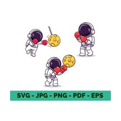 cute astronaut bundle clipart boxing svg kid astronaut clipart bundle cosmonaut clipart space svg astronaut boxer svg