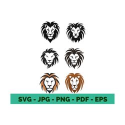 lion svg safari animal clipart lion king svg lion drawing lion logo lion head svg lion bundle silhouette cricut file