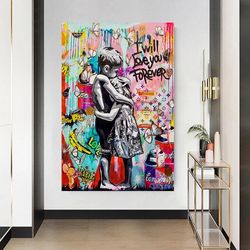 childrens i will love you forever canvas painting funny color graffiti wall poster prints living room home pictures dec