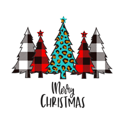 merry christmas shirt png, buffalo plaid and cheetah merry christmas trees, christmas tree png, instant download