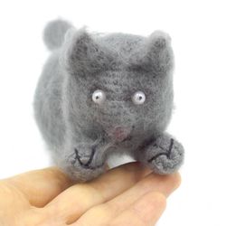 Funny fluffy cat grey lying cat amigurumi toys fuzzy cats stuffed kitten Handmade crochet cat Cheshire toys cats toys
