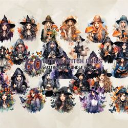 60 gothic witch girls bundle, halloween svg, cute halloween, halloween, halloween png 123