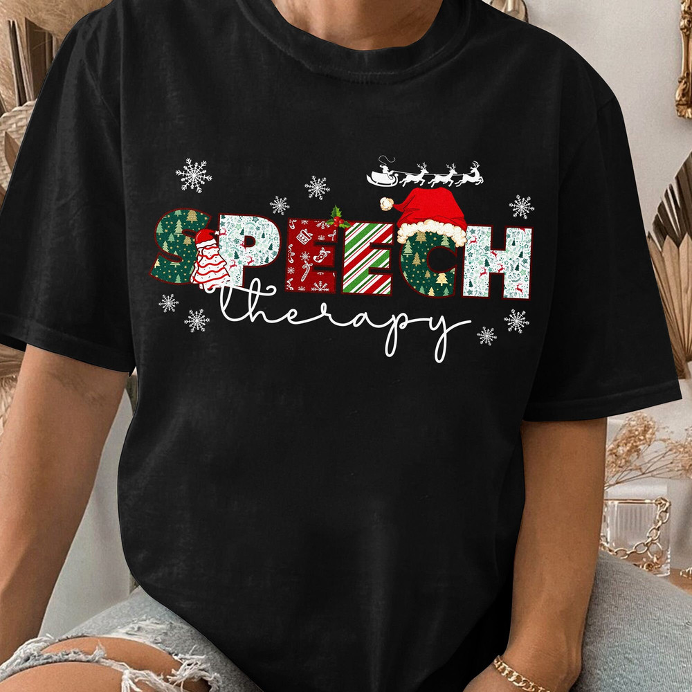 Christmas Speech Therapy Shirt, Speech Therapist, Gift For Therapist, Communication, Speech Language Gift Unisex T Shirt Sweatshirt Hoodie 3.jpg
