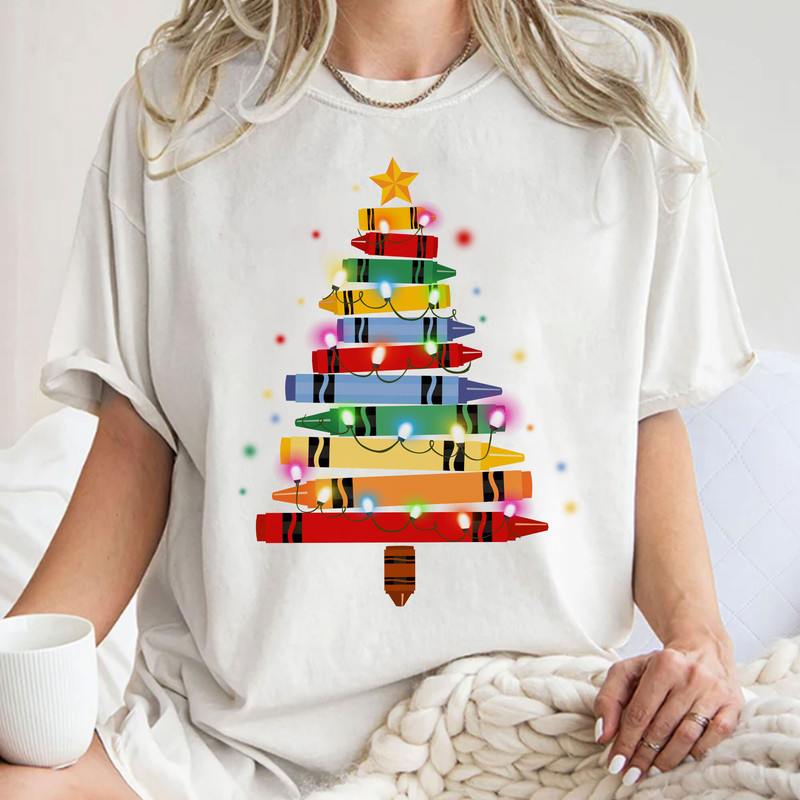 Coloring Christmas Tree Shirt, Teacher Christmas Shirt, Christmas Teacher Unisex T Shirt Sweatshirt Hoodie 1.jpg