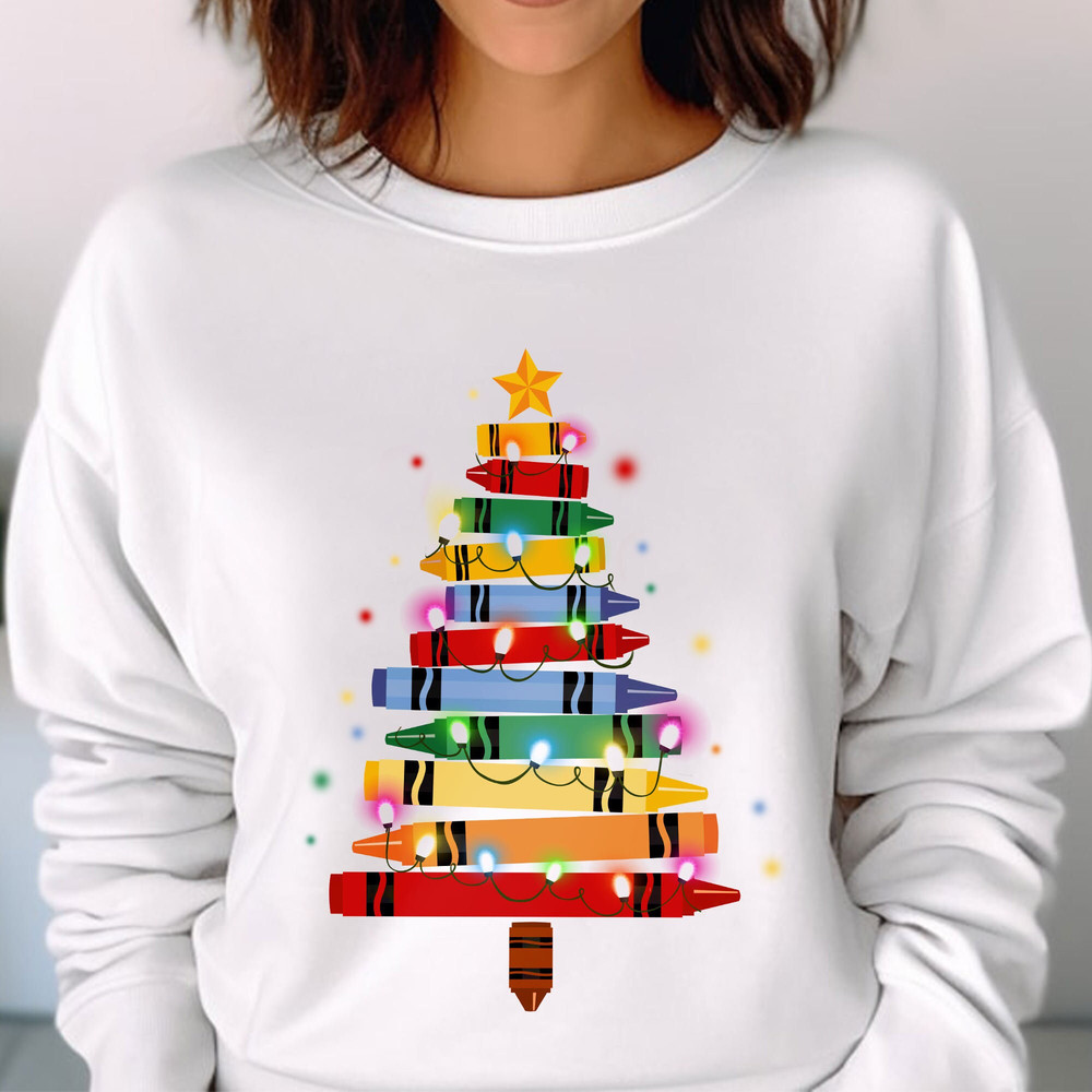 Coloring Christmas Tree Shirt, Teacher Christmas Shirt, Christmas Teacher Unisex T Shirt Sweatshirt Hoodie 2.jpg