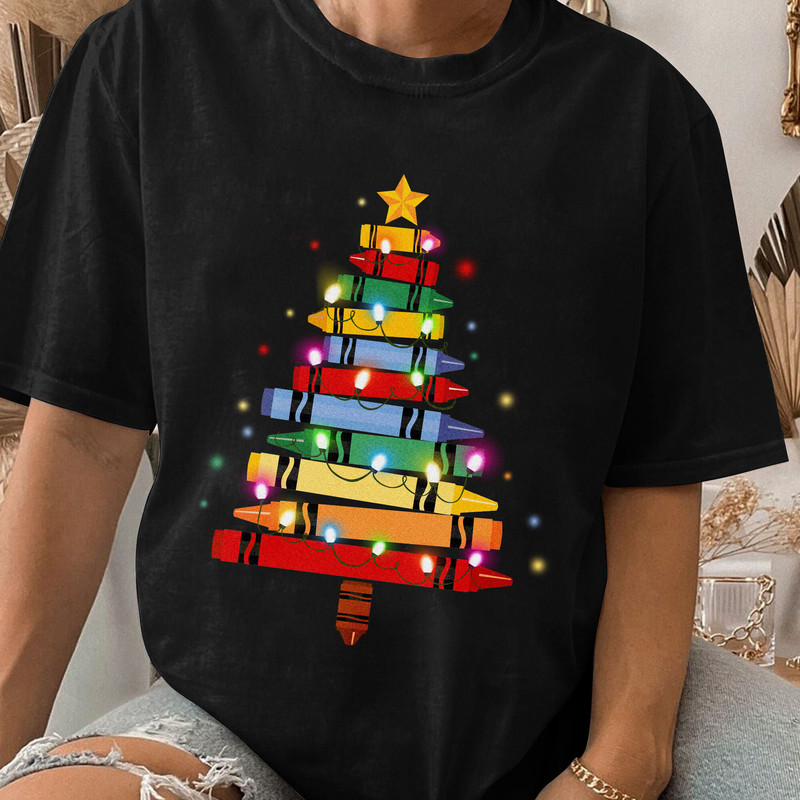 Coloring Christmas Tree Shirt, Teacher Christmas Shirt, Christmas Teacher Unisex T Shirt Sweatshirt Hoodie 3.jpg