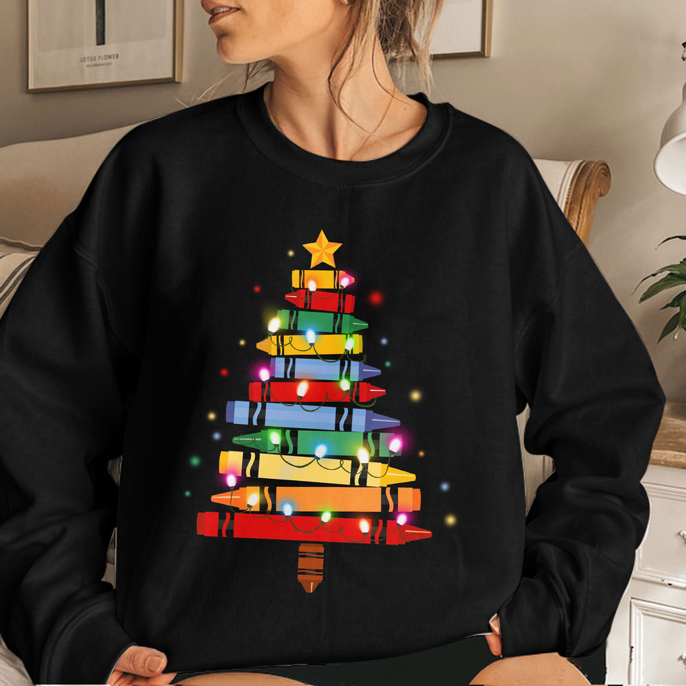 Coloring Christmas Tree Shirt, Teacher Christmas Shirt, Christmas Teacher Unisex T Shirt Sweatshirt Hoodie 4.jpg