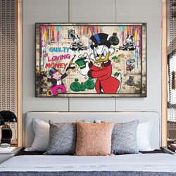 scrooge monopoly loving money graffiti art canvas paintings on the wall art posters and prints street art pictures home