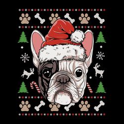 french bulldog ugly christmas dog santa hat xmas digitals, christmas png, santa, christmas logo png, instant download