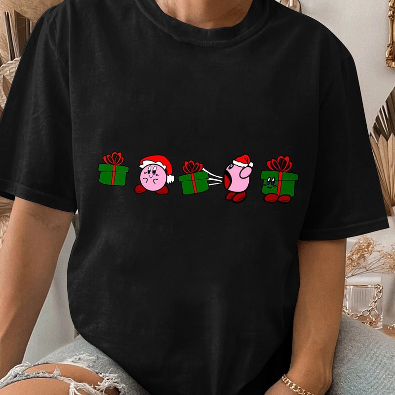 Kirby Christmas Gift Tee, Funny Christmas, Christmas Gifts, Kirby Xmas Shirt, Christmas Kirby Santa Unisex T Shirt Sweatshirt Hoodie 3.jpg