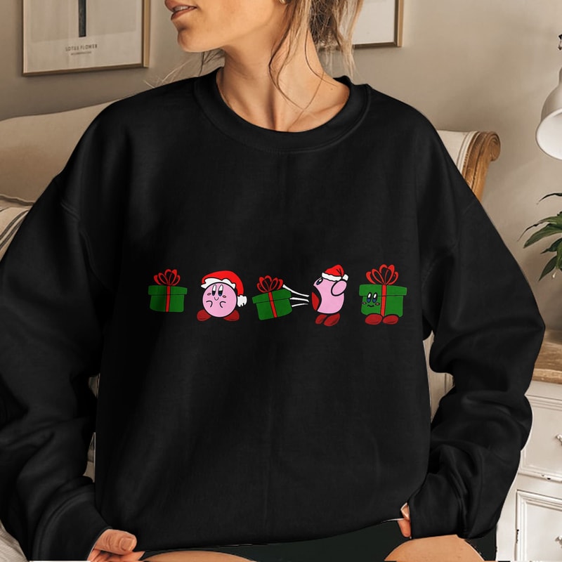 Kirby Christmas Gift Tee, Funny Christmas, Christmas Gifts, Kirby Xmas Shirt, Christmas Kirby Santa Unisex T Shirt Sweatshirt Hoodie 4.jpg