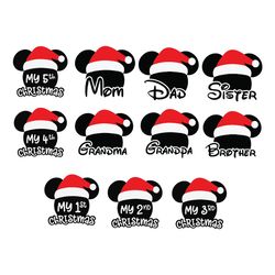 family mickey bundle christmas svg, ornament svg, christmas ornament svg, merry christmas svg digital download