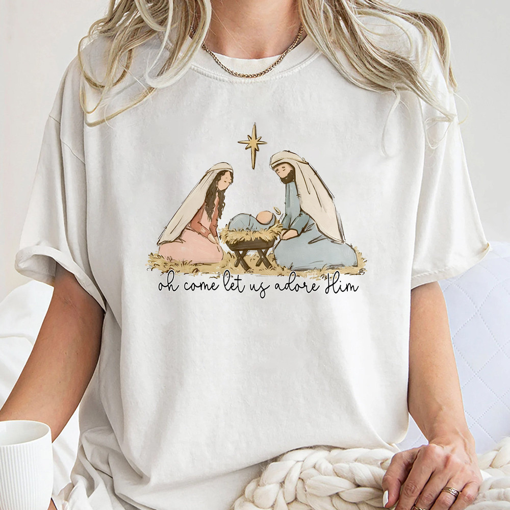 Nativity Scene Shirt, Nativity Shirt, Manger Scene Shirt, Neutral Nativity Scene, Christmas Unisex T Shirt Sweatshirt Hoodie 1.jpg