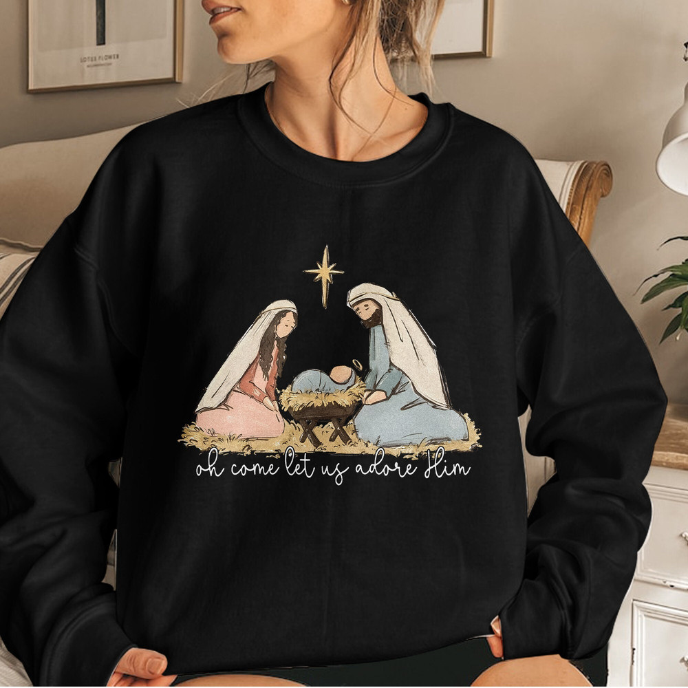 Nativity Scene Shirt, Nativity Shirt, Manger Scene Shirt, Neutral Nativity Scene, Christmas Unisex T Shirt Sweatshirt Hoodie 4.jpg