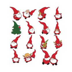 christmas gnomies png bundle, bundle of gnomes png, santa gnome bundle, little gnomes png, christmas png, svg, dxf, eps