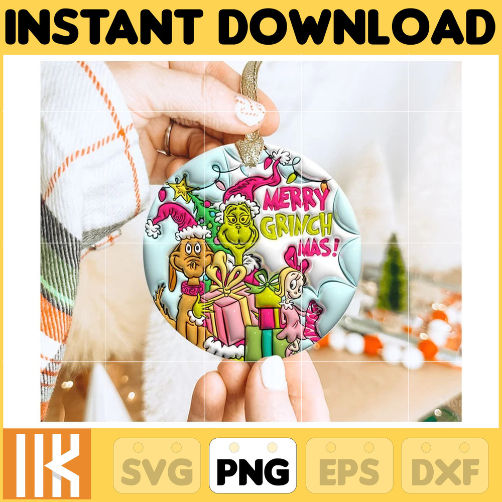 3D Inflated Christmas Ornament, Inflated Christmas Png 3D Ornamnet Design, Christmas Round Ornament PNG, Ornament Sublimation (1).jpg