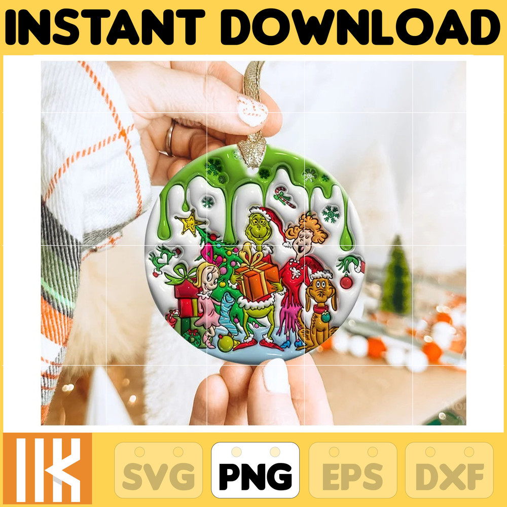 3D Inflated Christmas Ornament, Inflated Christmas Png 3D Ornamnet Design, Christmas Round Ornament PNG, Ornament Sublimation (2).jpg