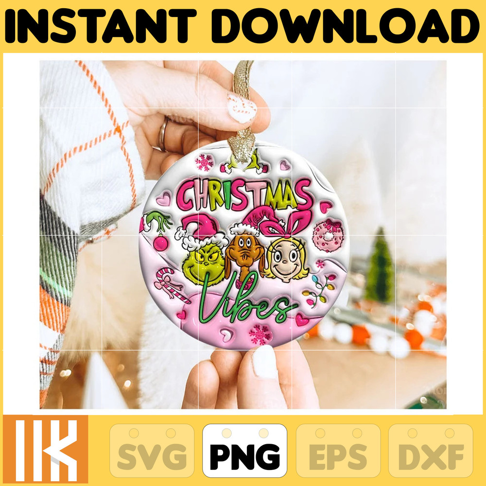 3D Inflated Christmas Ornament, Inflated Christmas Png 3D Ornamnet Design, Christmas Round Ornament PNG, Ornament Sublimation (4).jpg