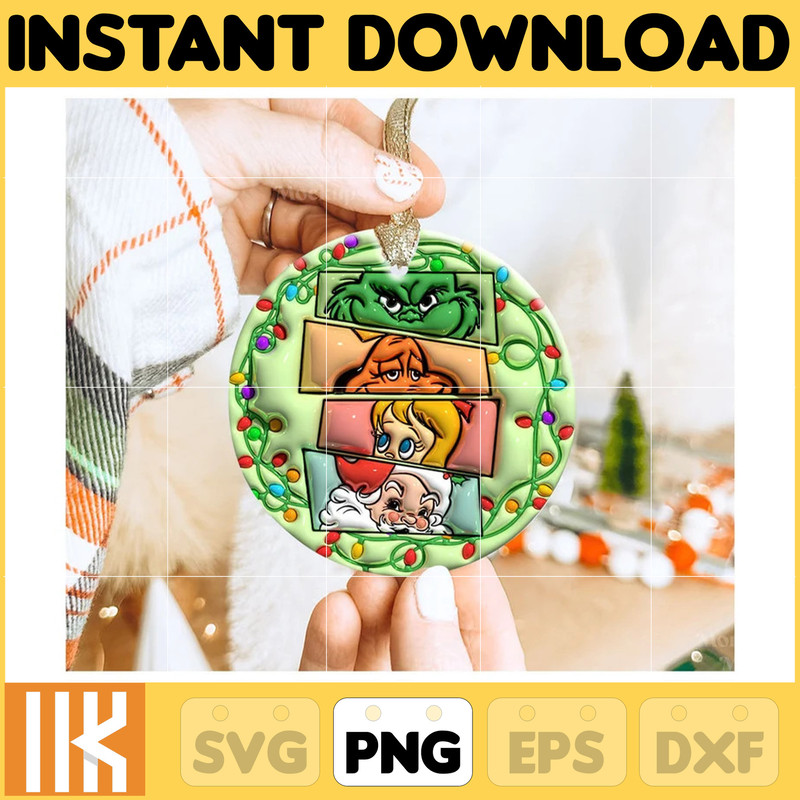 3D Inflated Christmas Ornament, Inflated Christmas Png 3D Ornamnet Design, Christmas Round Ornament PNG, Ornament Sublimation (5).jpg