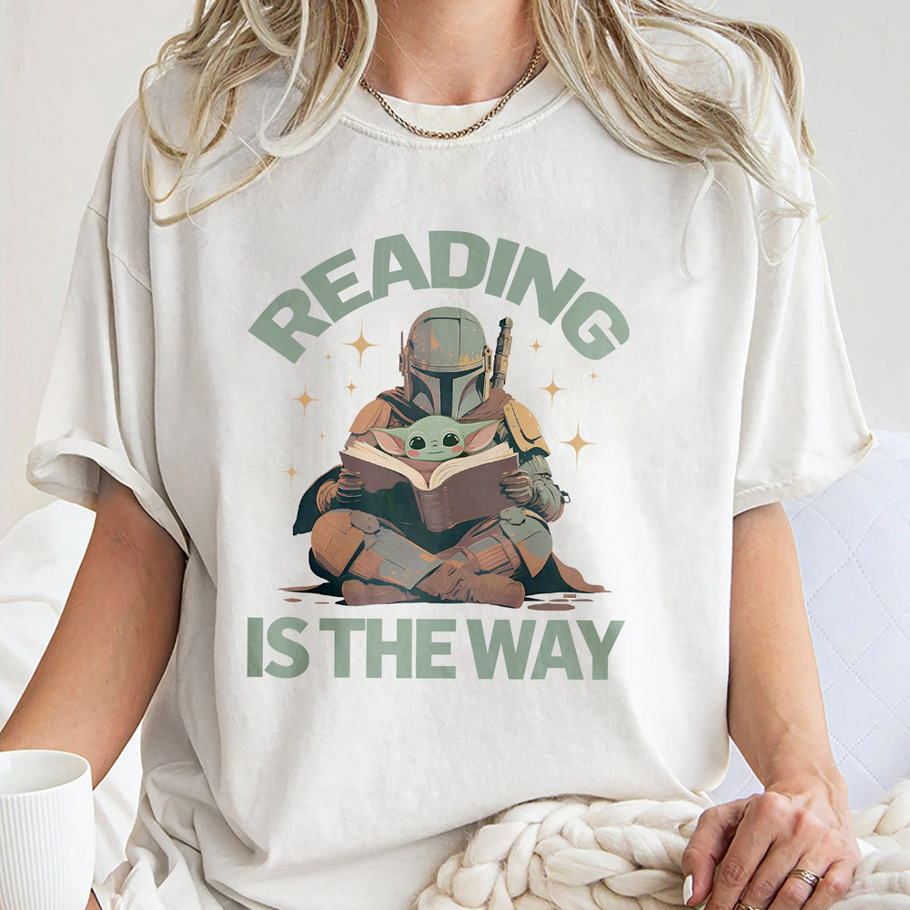 Reading The Way Shirt, Vintage Star Wars The Mandalorian Shirt, Disney Star Wars Shirt, Book Lovers Unisex T Shirt Sweatshirt Hoodie 1.jpg