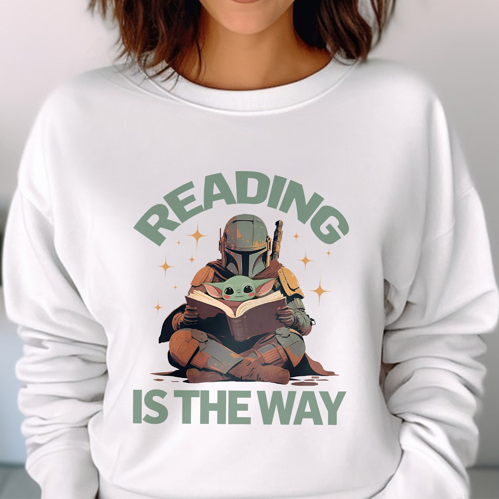 Reading The Way Shirt, Vintage Star Wars The Mandalorian Shirt, Disney Star Wars Shirt, Book Lovers Unisex T Shirt Sweatshirt Hoodie 4.jpg