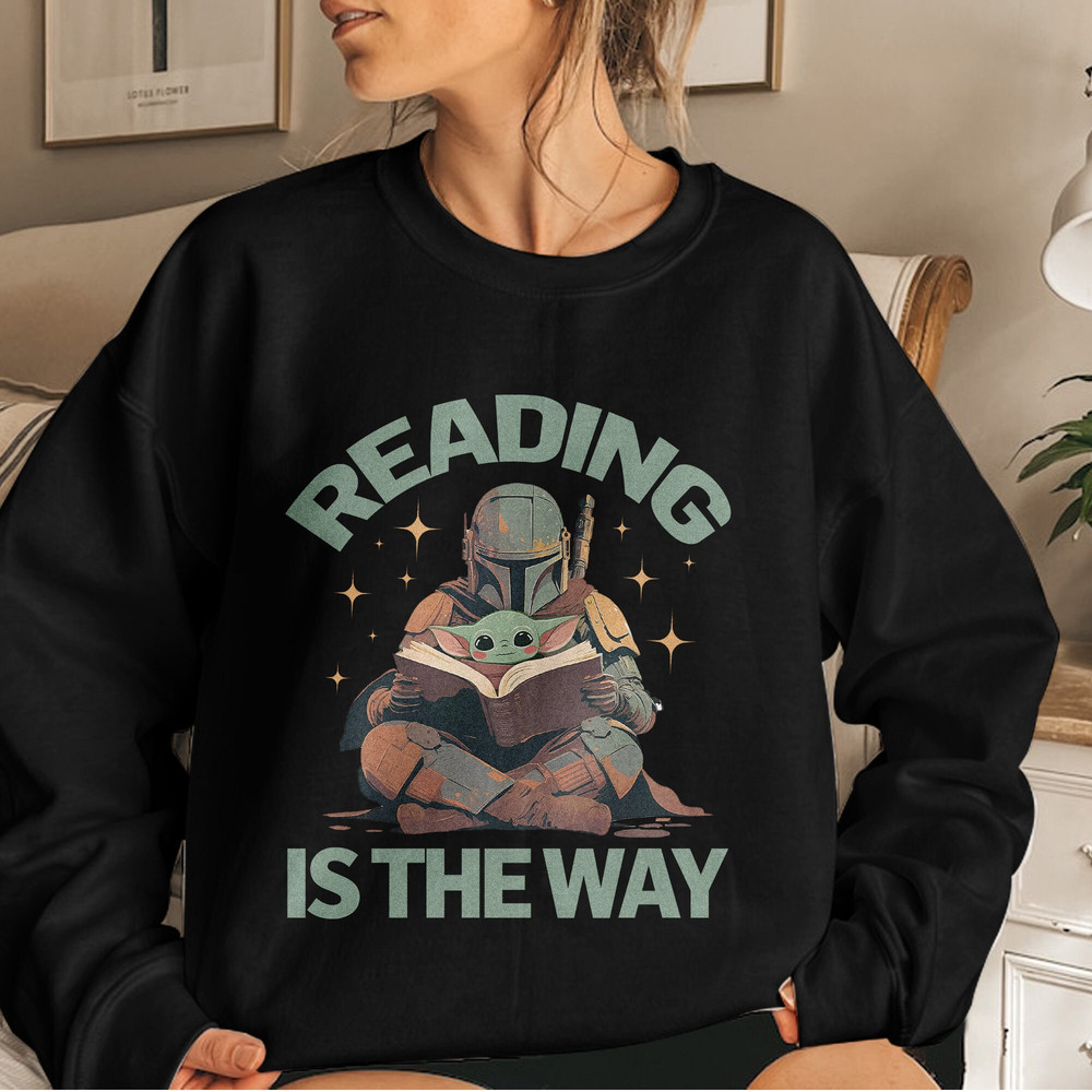 Reading The Way Shirt, Vintage Star Wars The Mandalorian Shirt, Disney Star Wars Shirt, Book Lovers Unisex T Shirt Sweatshirt Hoodie 5.jpg