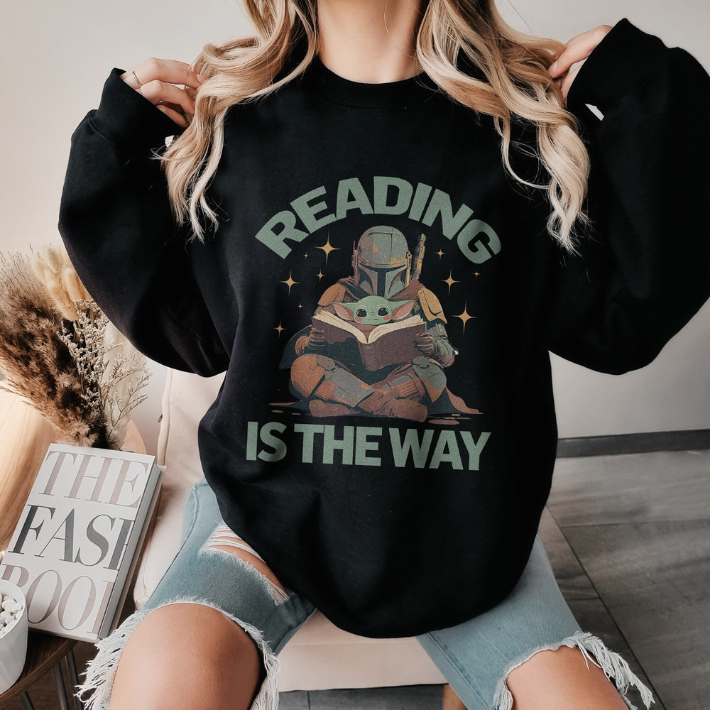 Reading The Way Shirt, Vintage Star Wars The Mandalorian Shirt, Disney Star Wars Shirt, Book Lovers Unisex T Shirt Sweatshirt Hoodie 6.jpg