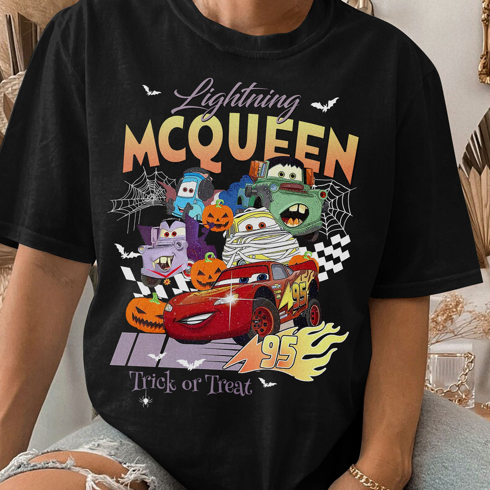 Retro Lightning McQueen Halloween Comfort Colors, Disney Cars Halloween Disneyland Halloween Gift Unisex T Shirt Sweatshirt Hoodie 1.jpg